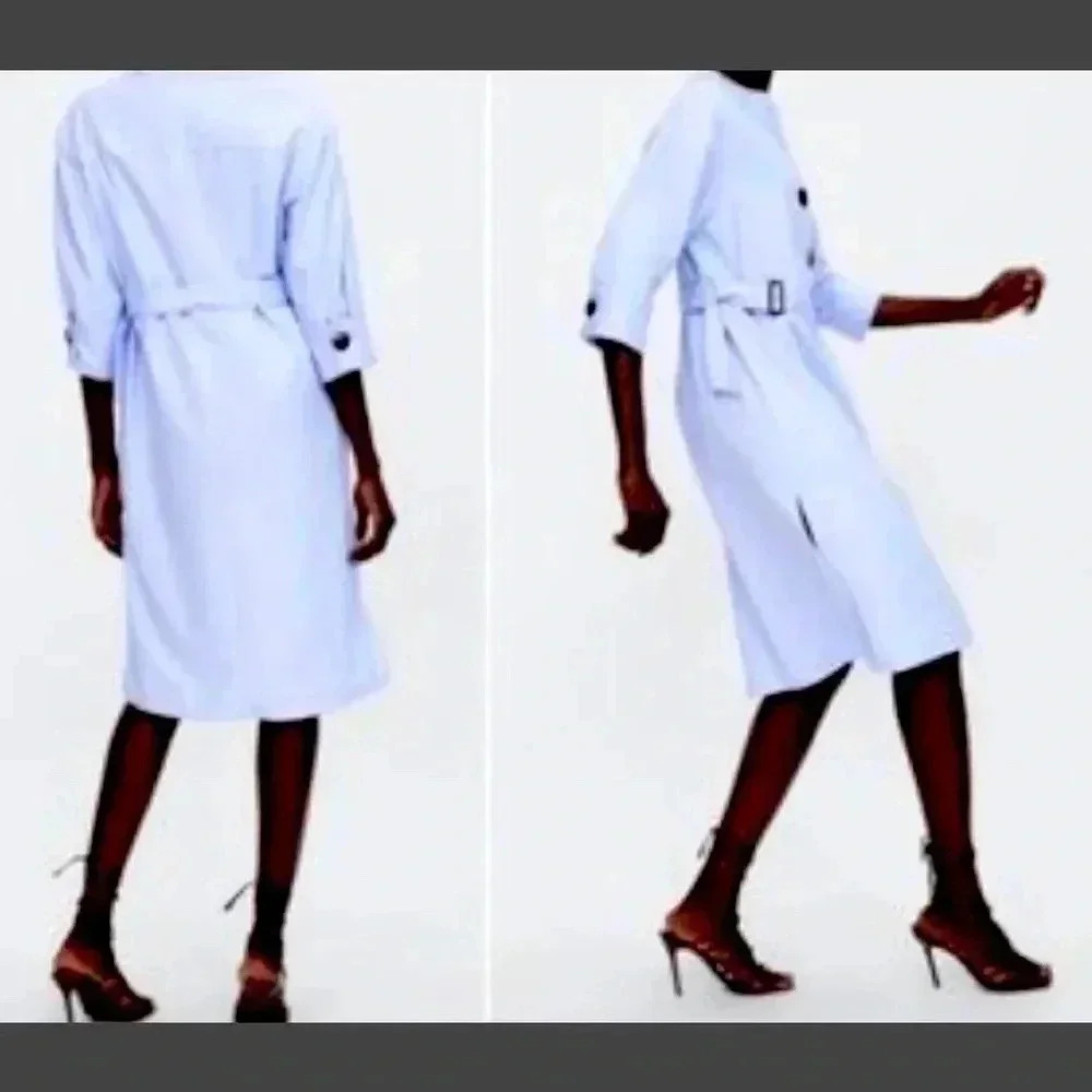 Zara Basic midi Tunic Dress with big chunky buttons and waist cinched belt❤️ - Picture 2 of 14